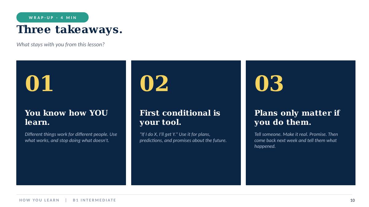 Three takeaways slide