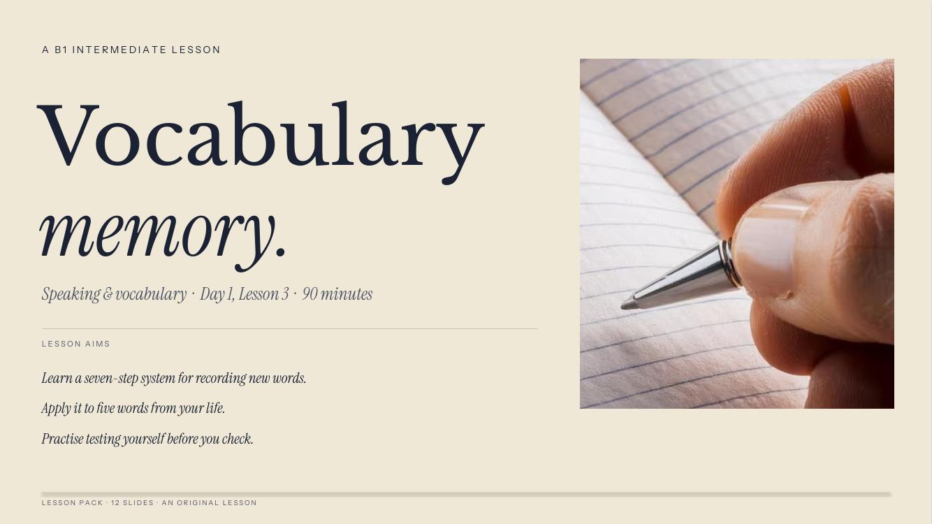 Title slide showing Vocabulary memory