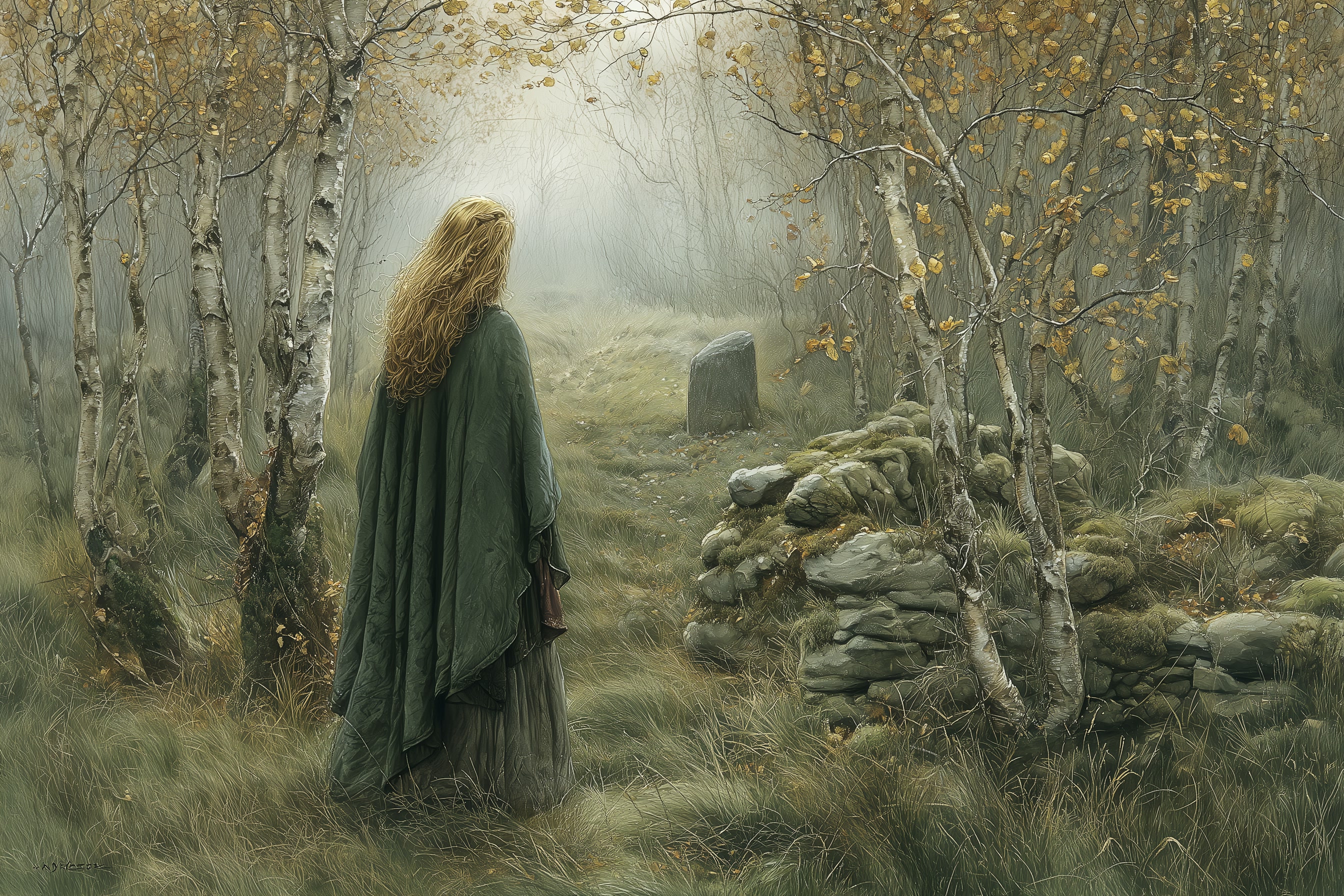 Janet looks towards Carterhaugh across the moonlit moor